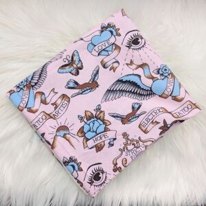 Crafting sewing quilt making flannel tattoo pattern  fabric piece